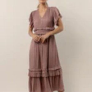 Bohme.  Midi dress Willa the dress is a creamy lavender color.